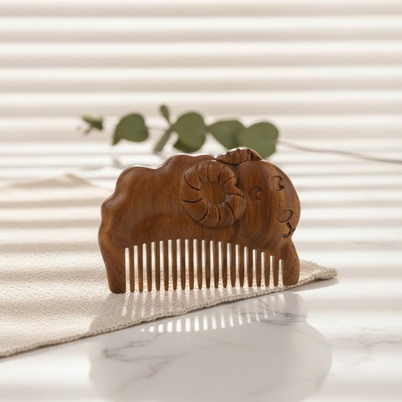 Hair Care For Baby - Mini Sandelhout Baby Haarborstel Zodiac Patroon